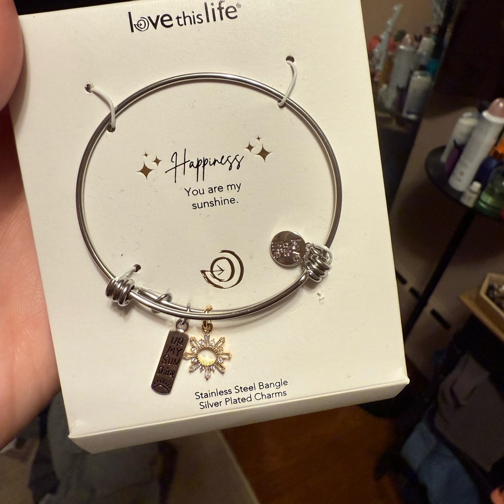 Silver Plated Charm Bracelet with Sunshine Design- you are my sunshine